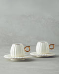 Polka New Bone China 4 Pieces 2 Servings Coffee Cup Set 90 ml - White
