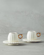 Polka New Bone China 4 Pieces 2 Servings Coffee Cup Set 90 ml - White
