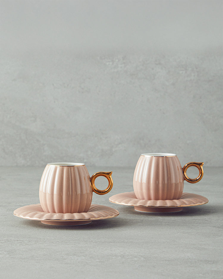 Polka New Bone China 4 Pieces 2 Servings Coffee Cup Set 90 ml (view 4)