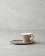 Terra New Bone China with Tray Coffee Cup Set 90 ml Mink