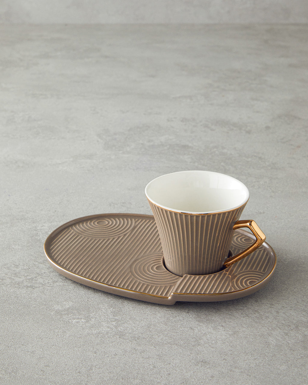 Terra New Bone China with Tray Coffee Cup Set 90 ml Mink (view 2)