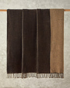 Plain Waffle Cotton TV Blanket 110x170 cm - Anthracite - Beige