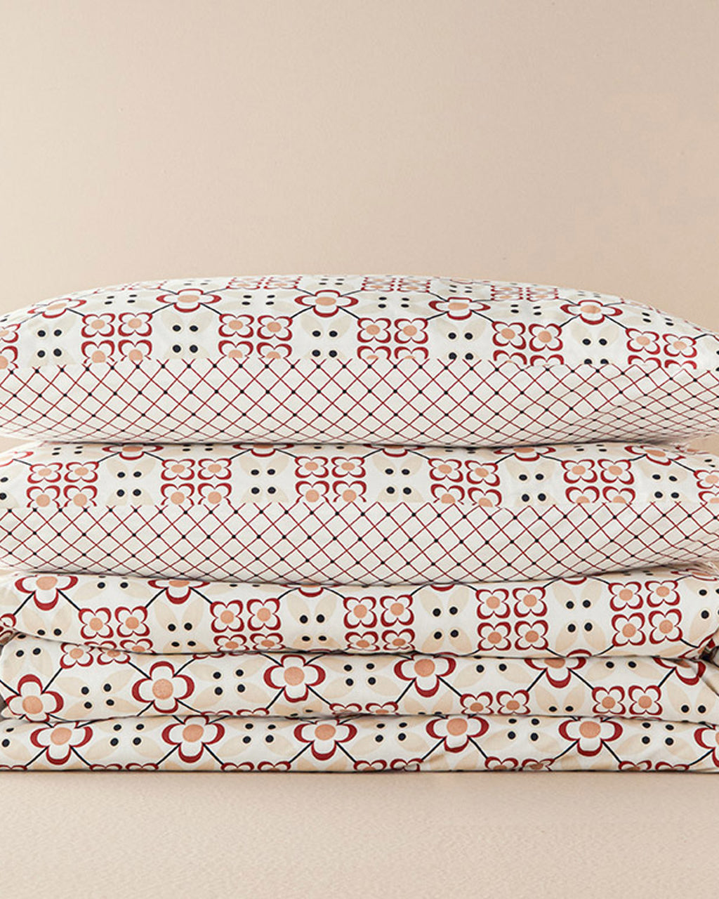 Cotton Double Size Duvet Cover Set 200x220 cm Red (view 7)