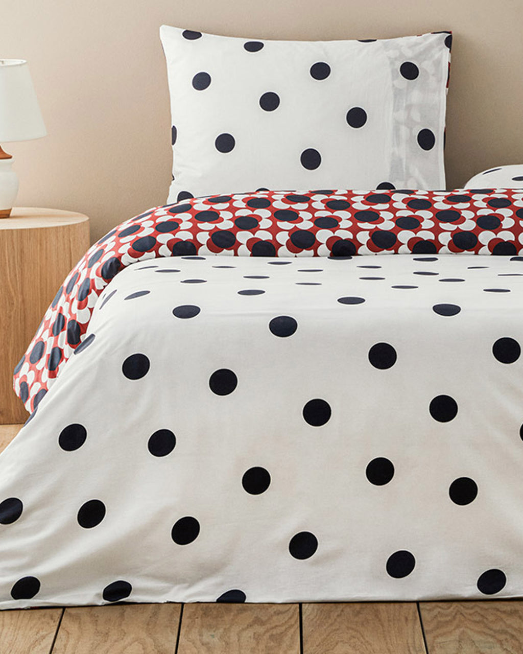 Cotton Duvet Cover Set Red - Double 200x220 cm (view 2)