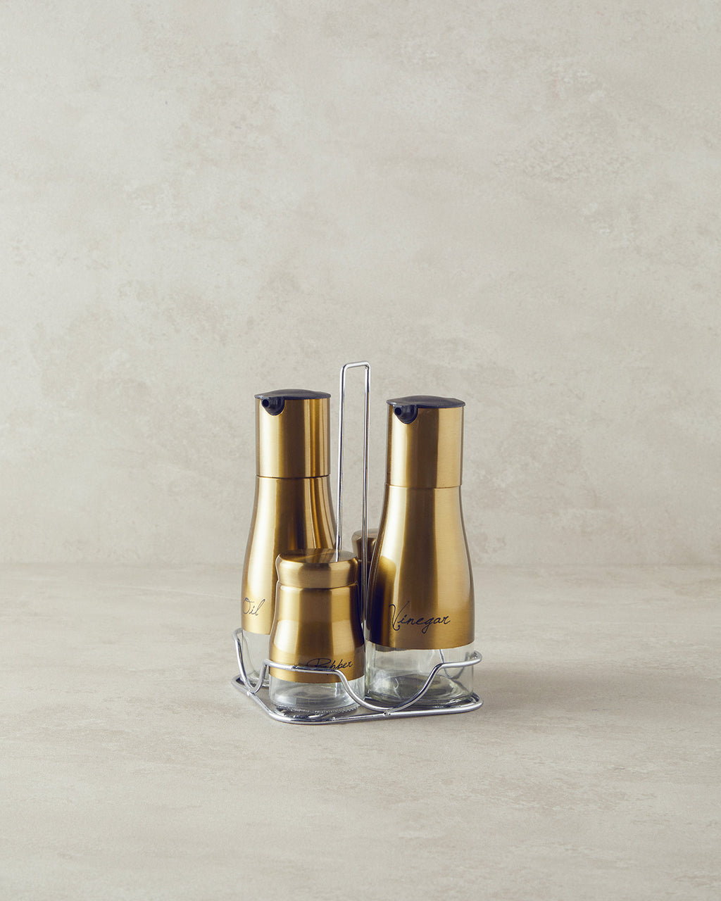 Gigi Glass 4 Pieces Oil Bottle 160 ml-310 ml - Gold