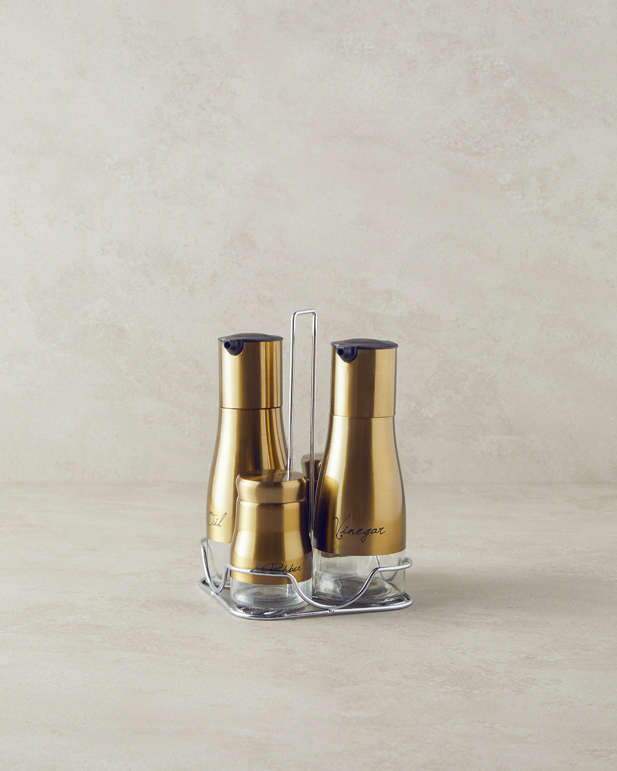 Gigi Glass 4 Pieces Oil Bottle 160 ml-310 ml - Gold