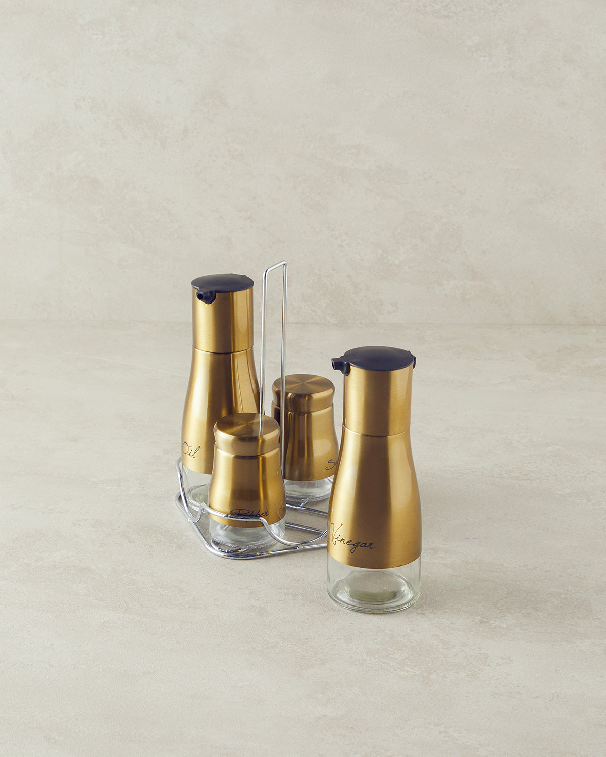 Gigi Glass 4 Pieces Oil Bottle 160 ml-310 ml - Silver (view 2)
