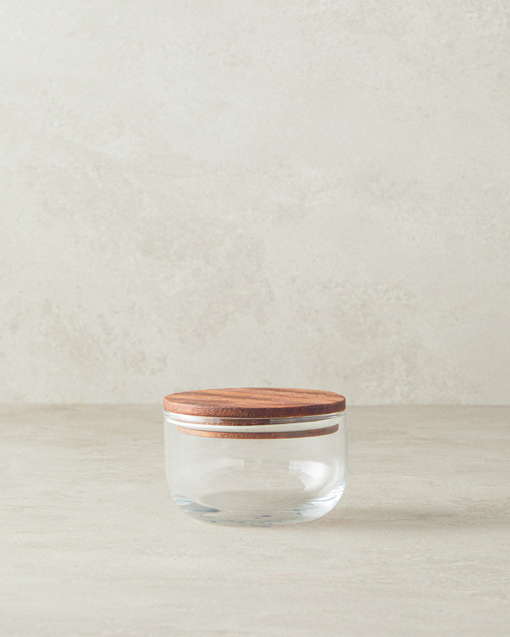 Pure Wooden Borosilicate Jar 380 ml Transparent