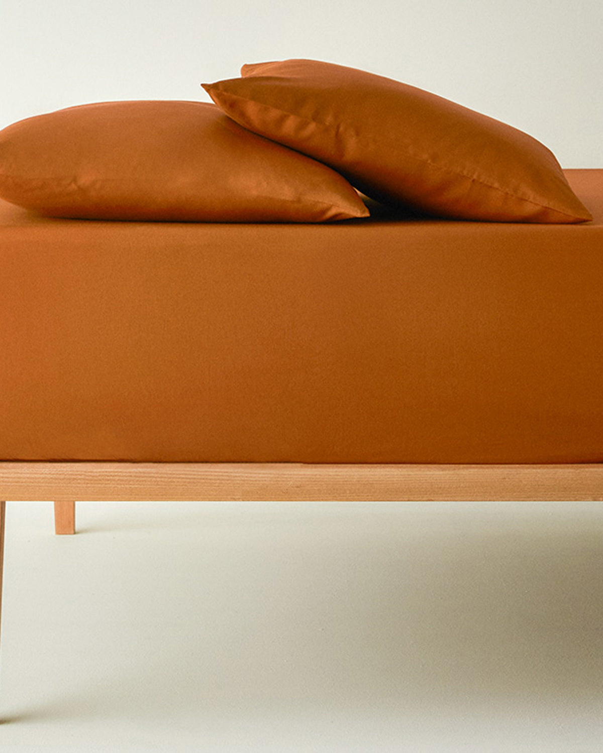 Plain Cotton Double Size Fitted Sheet Set 160x200 cm - Terracotta