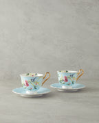 Vanilla New Bone China 4 Pieces 2 Servings Tea Cup Set 220 ml - Light Blue