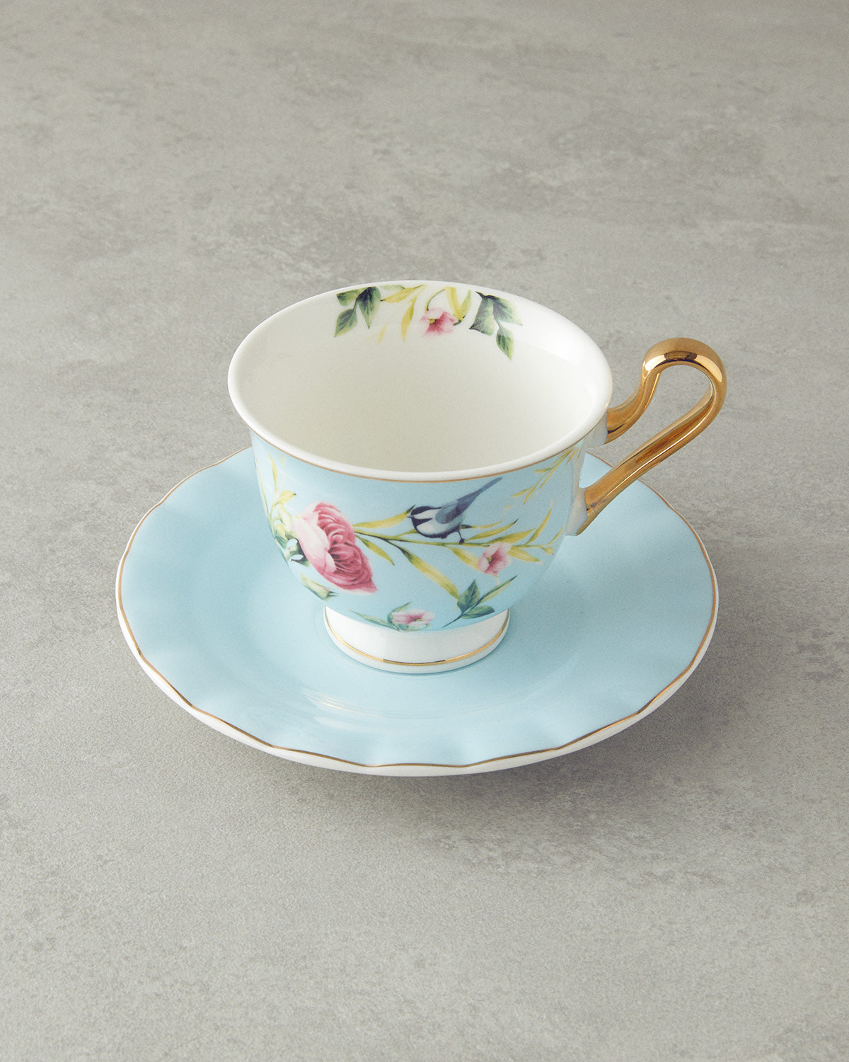Vanilla New Bone China 4 Pieces 2 Servings Tea Cup Set 220 ml - Turquoise (view 2)