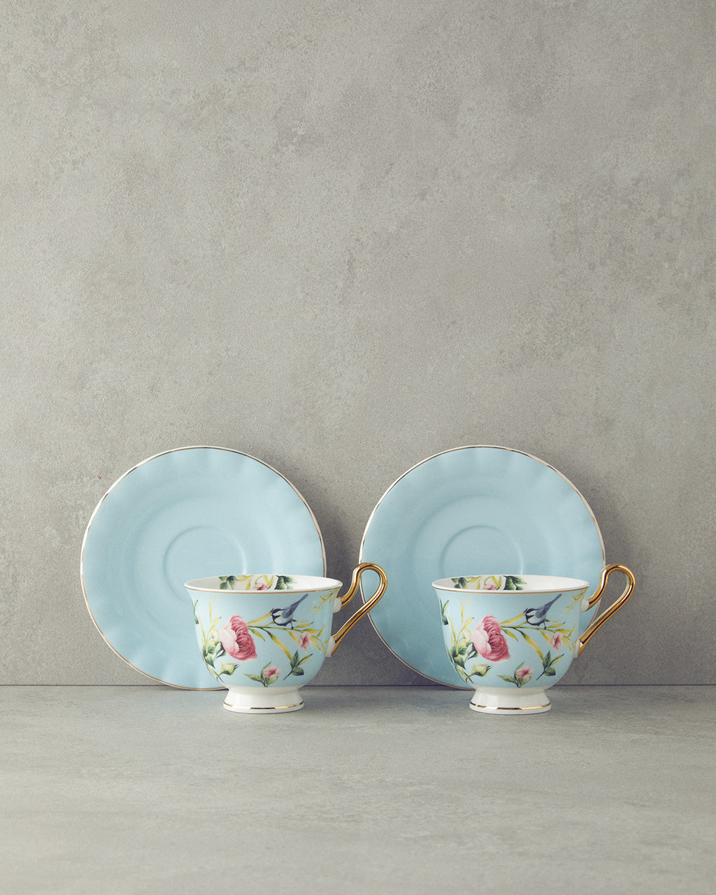 Vanilla New Bone China 4 Pieces 2 Servings Tea Cup Set 220 ml - Violet (view 3)