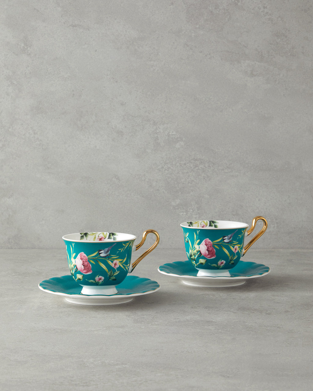 Vanilla New Bone China 4 Pieces 2 Servings Tea Cup Set 220 ml - Light Green (view 5)