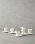 New Bone China 12 Pieces 6 Servings Coffee Cup Set 100 ml Gold