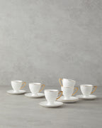 New Bone China 12 Pieces 6 Servings Coffee Cup Set 100 ml Gold