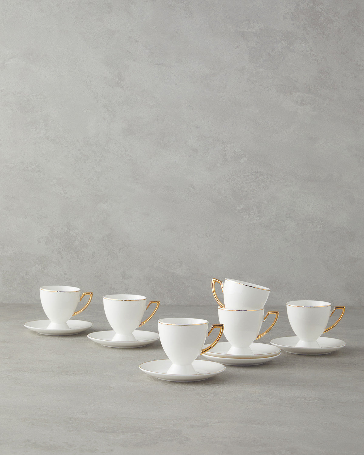 New Bone China 12 Pieces 6 Servings Coffee Cup Set 100 ml Gold