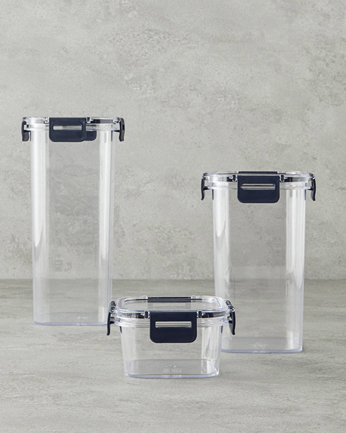 Super Lock Plastic 3 pcs Food Container 400+1400+17800 ml - Anthracite