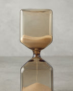 Cubic Glass Hourglass 14 cm - Beige