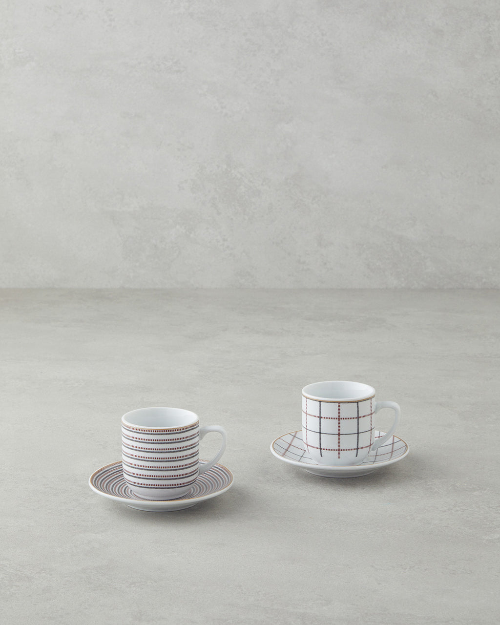 Ashley Porcelain 4 Pieces 2 Servings Coffee Cup Set 80 ml Black - Maroon