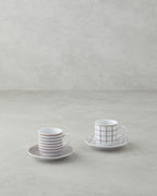 Ashley Porcelain 4 Pieces 2 Servings Coffee Cup Set 80 ml Black - Maroon