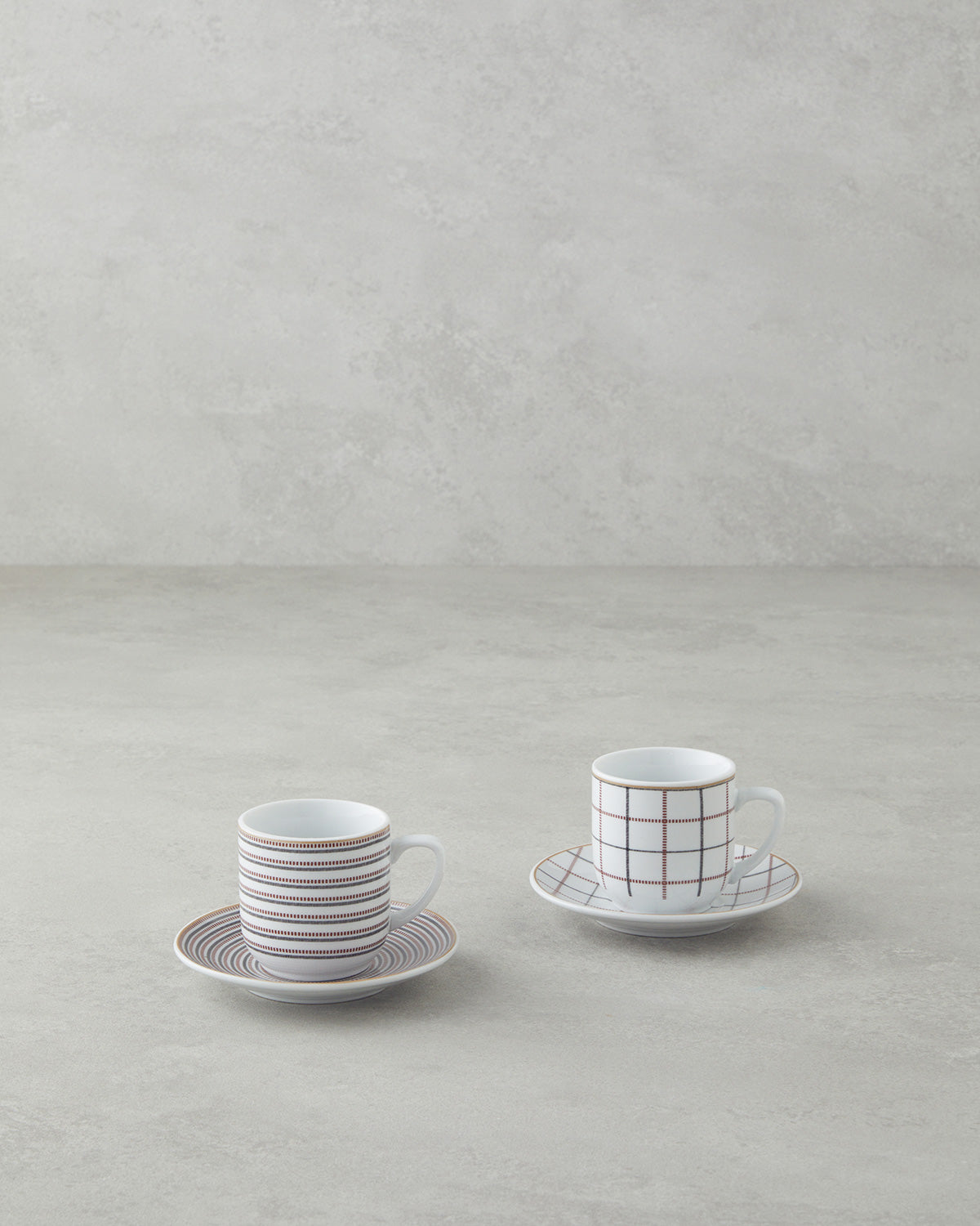 Ashley Porcelain 4 Pieces 2 Servings Coffee Cup Set 80 ml Black - Maroon