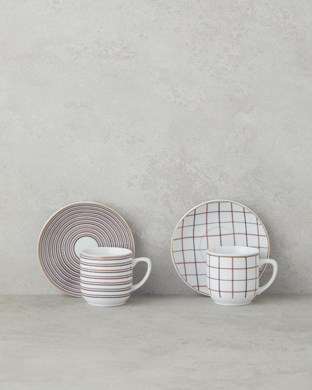 Ashley Porcelain 4 Pieces 2 Servings Coffee Cup Set 80 ml Black - Maroon (view 2)
