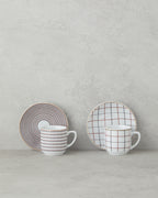 Ashley Porcelain 4 Pieces 2 Servings Coffee Cup Set 80 ml Black - Maroon (view 2)