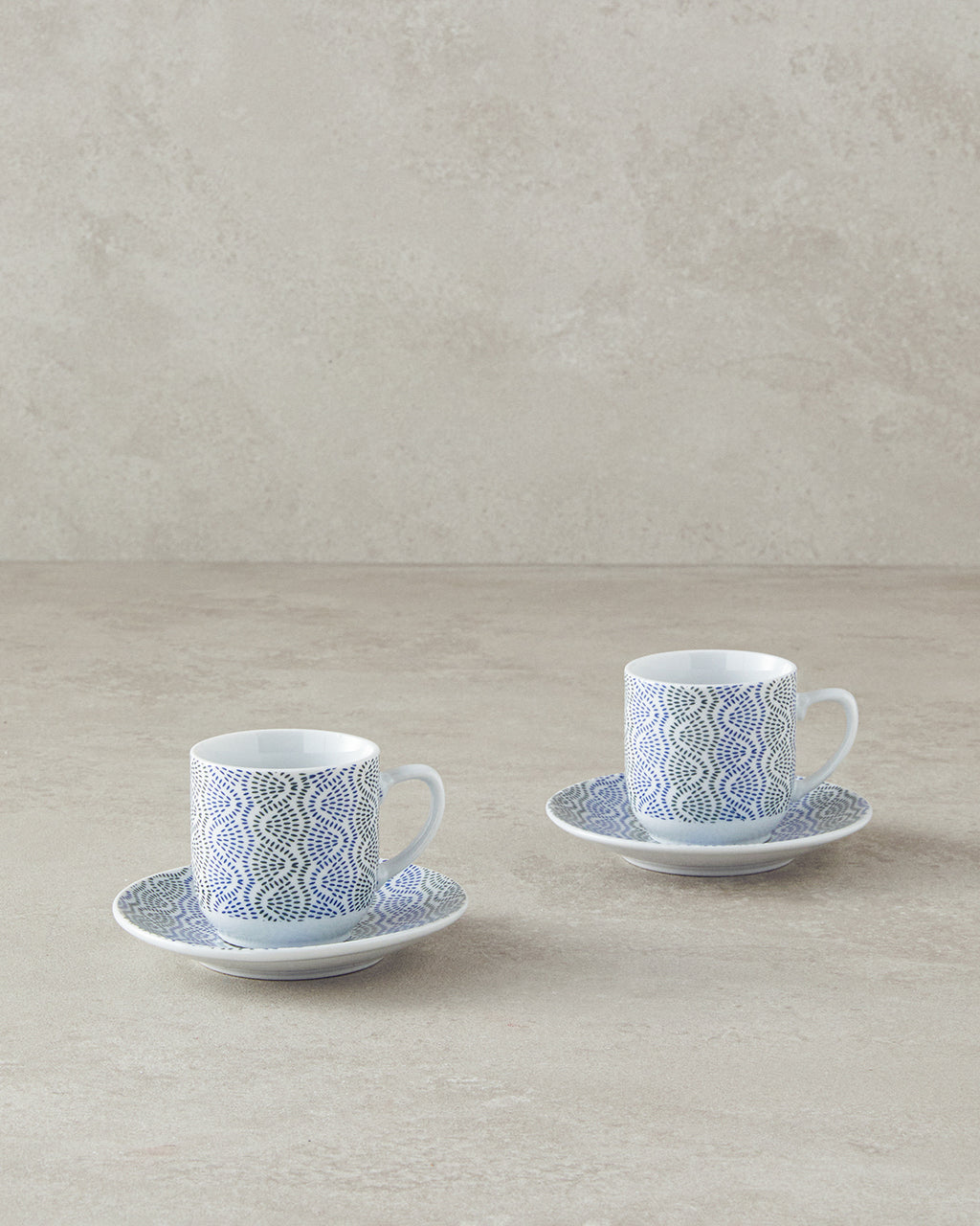 Conner Porcelain 4 Pieces 2 Servings Coffee Cup Set 80 ml Blue - Green