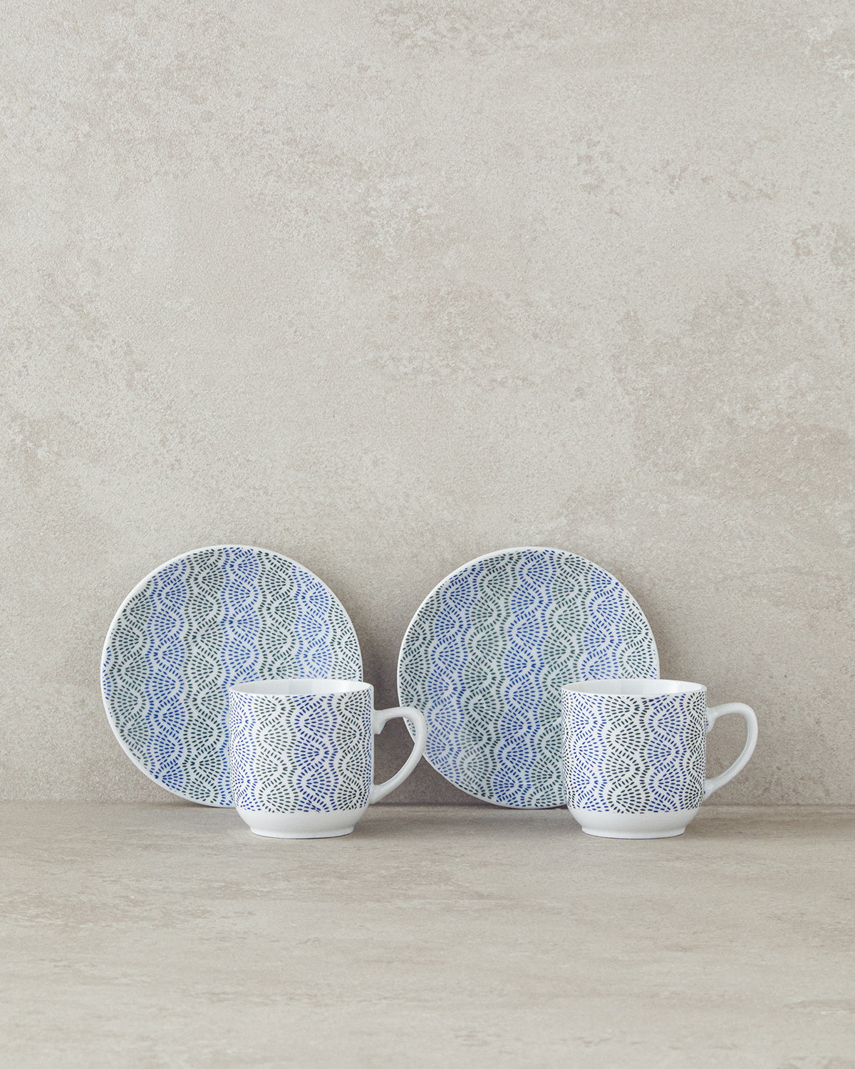 Conner Porcelain 4 Pieces 2 Servings Coffee Cup Set 80 ml Blue - Green (view 2)