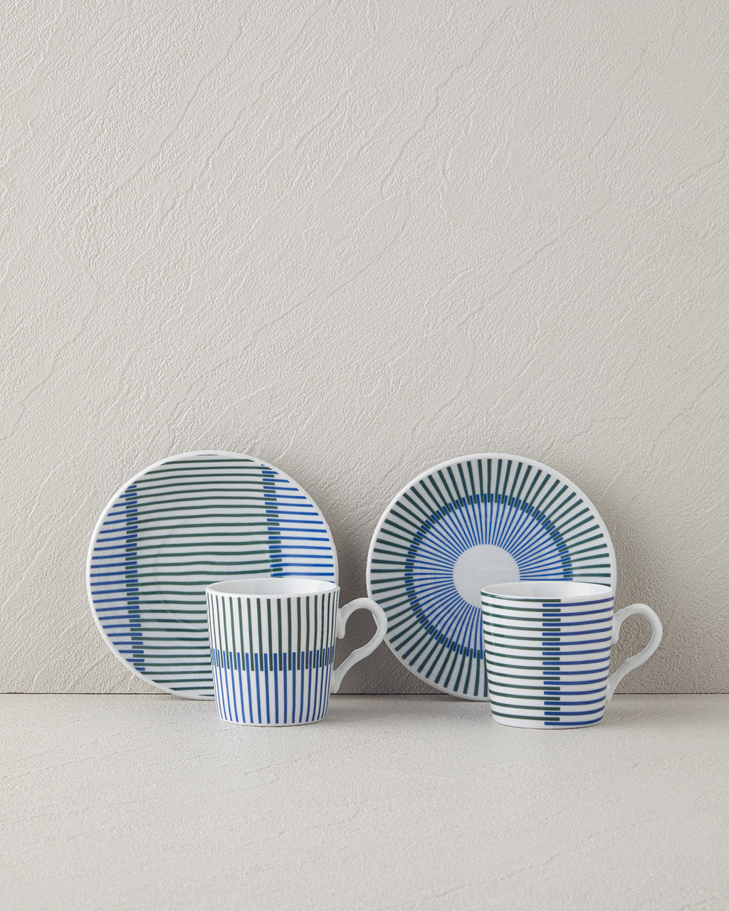 Edwin Porcelain 4 Pieces 2 Servings Coffee Cup Set 80 ml Blue - Green (view 2)