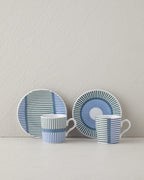 Edwin Porcelain 4 Pieces 2 Servings Coffee Cup Set 80 ml Blue - Green (view 2)