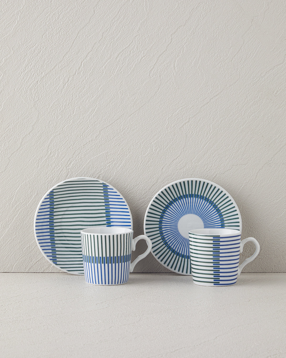 Edwin Porcelain 4 Pieces 2 Servings Coffee Cup Set 80 ml Blue - Green (view 2)