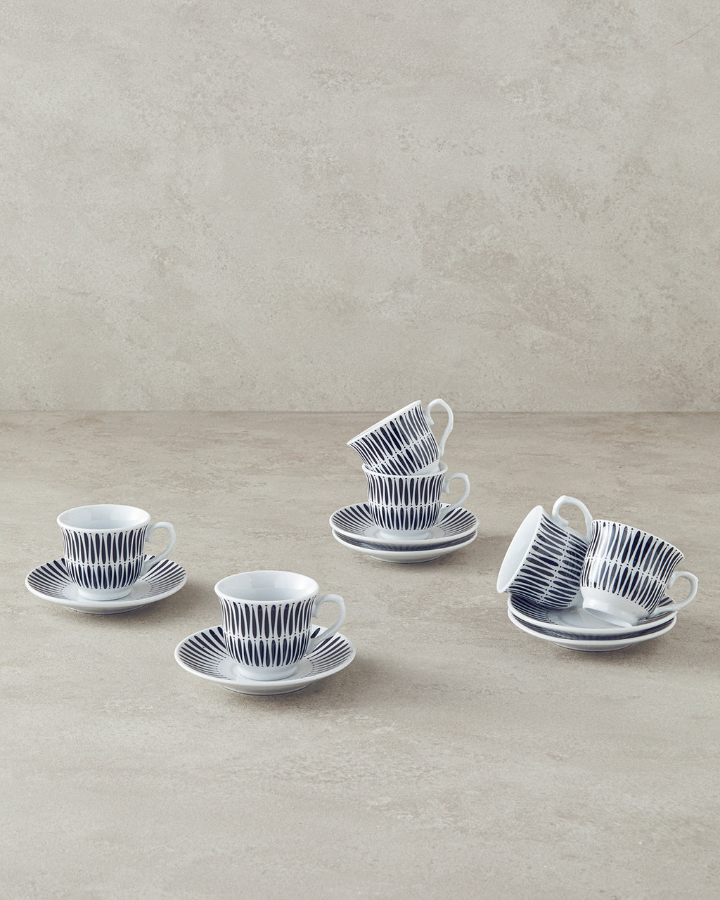Dolly Porcelain 12 Pieces 6 Servings Coffee Cup Set 80 ml Black