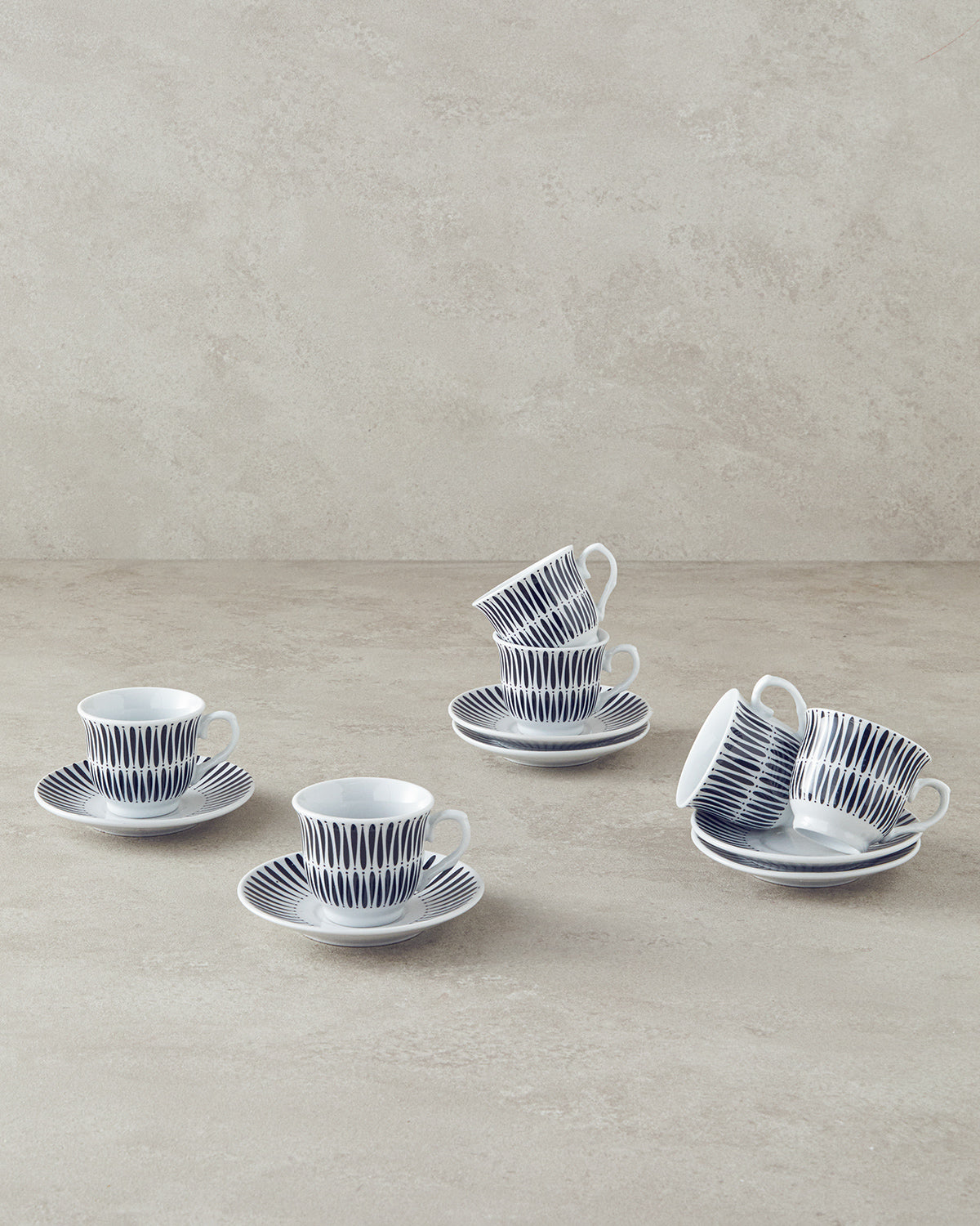 Dolly Porcelain 12 Pieces 6 Servings Coffee Cup Set 80 ml Black