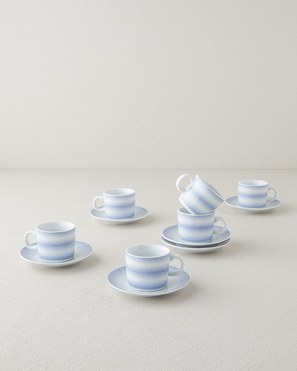 Elisa Porcelain 12 Pieces 6 Servings Coffee Cup Set 80 ml - Blue