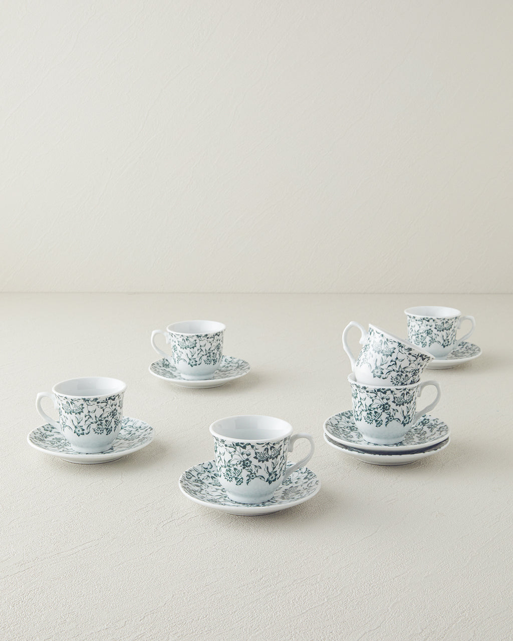 Orient Porcelain 12 Pieces 6 Servings Coffee Cup Set 80 ml Green