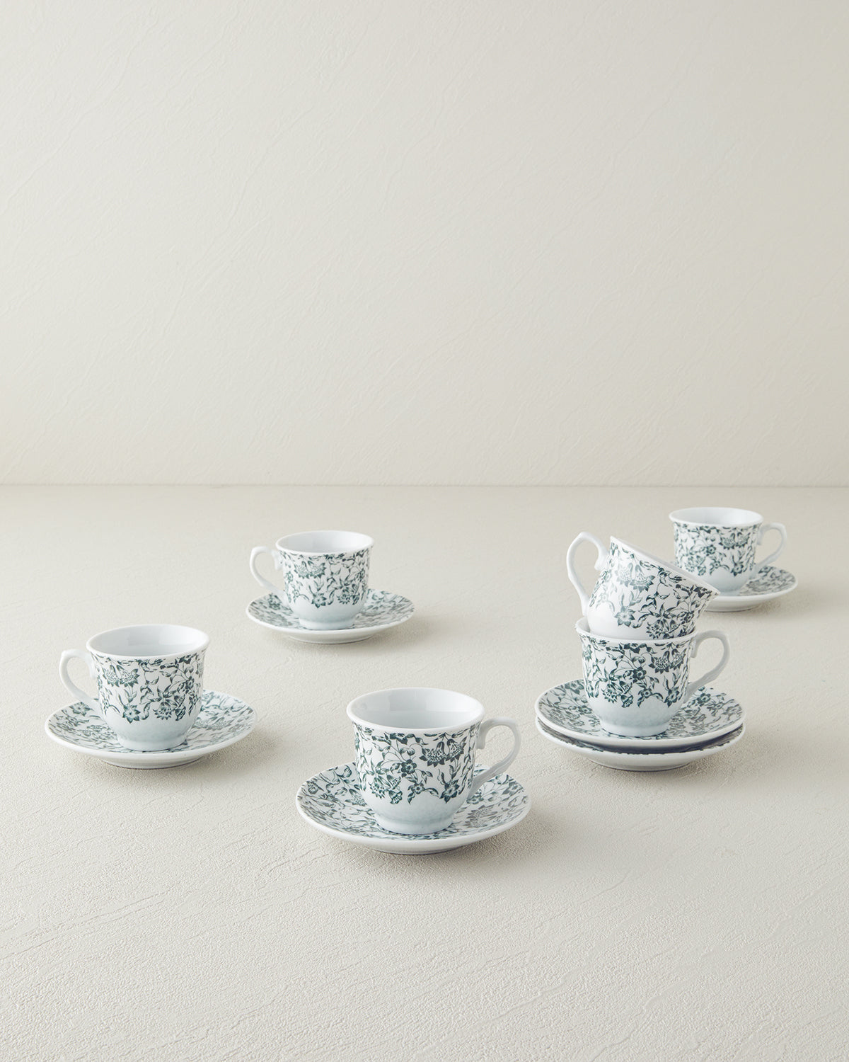 Orient Porcelain 12 Pieces 6 Servings Coffee Cup Set 80 ml Green