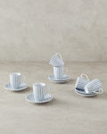 Lena Porcelain 12 Pieces 6 Servings Coffee Cup Set 80 ml Blue - Green