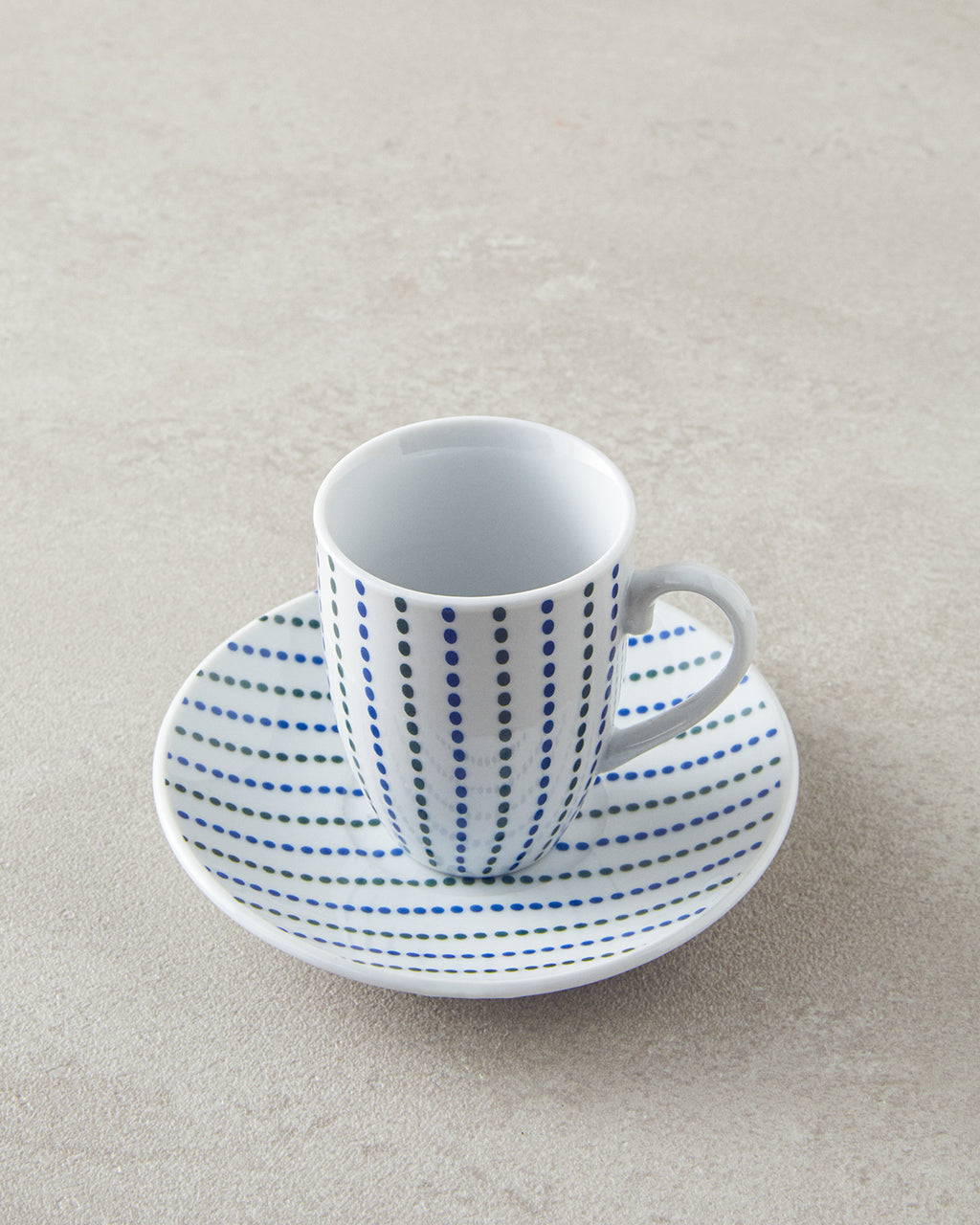 Lena Porcelain 12 Pieces 6 Servings Coffee Cup Set 80 ml Blue - Green (view 3)