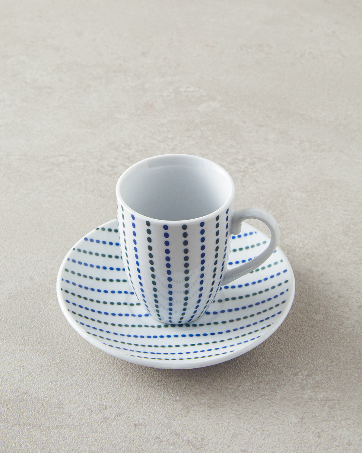 Lena Porcelain 12 Pieces 6 Servings Coffee Cup Set 80 ml Blue - Green (view 3)