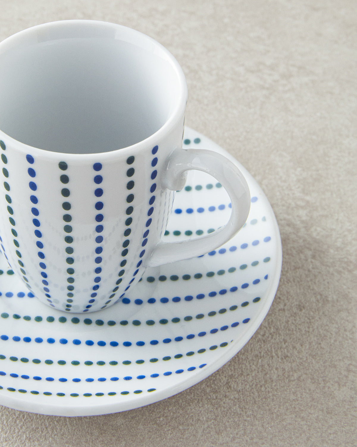 Lena Porcelain 12 Pieces 6 Servings Coffee Cup Set 80 ml Blue - Green (view 4)