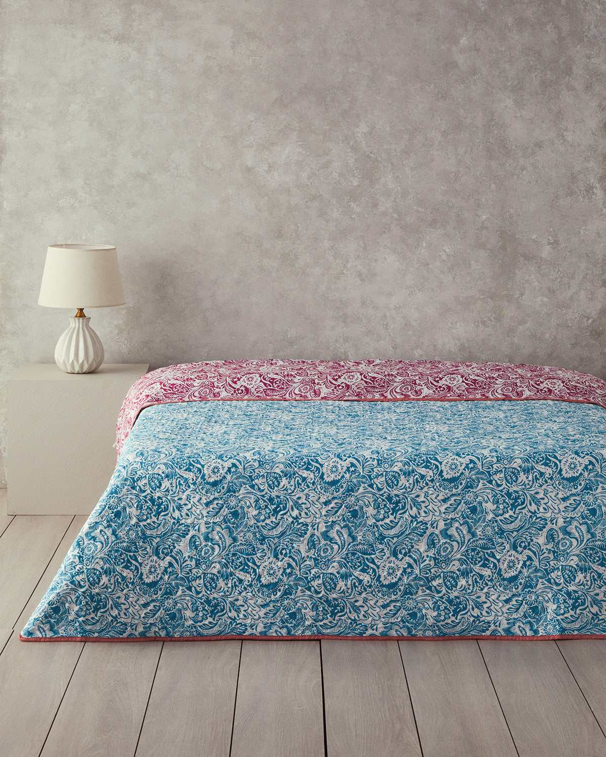 Folk Art Multi-Purpose Cover Dark Pink - Single 160x220 cm