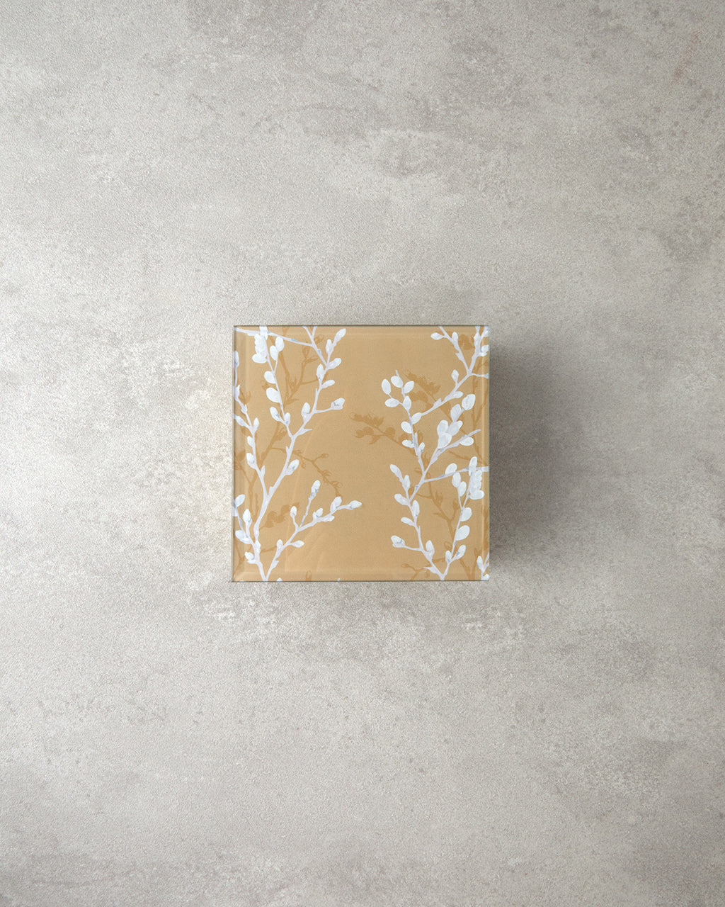 Sakura Garden Glass Decorative Box 12x12x5.3 cm - Beige