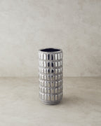 Glossy Stoneware Vase Silver - 15x15x33 cm