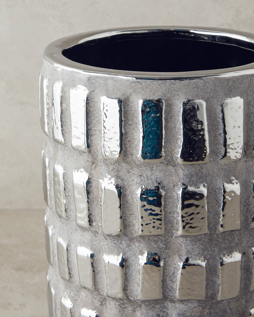 Glossy Stoneware Vase Silver - 13.5x13.5x25 cm (view 2)