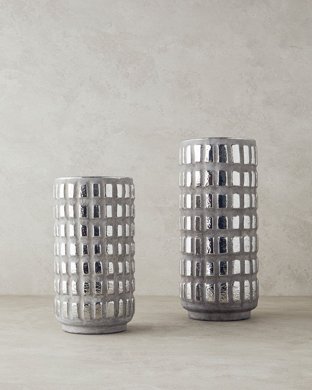 Glossy Stoneware Vase Silver (view 3)