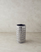 Glossy Stoneware Vase Silver (view 4)