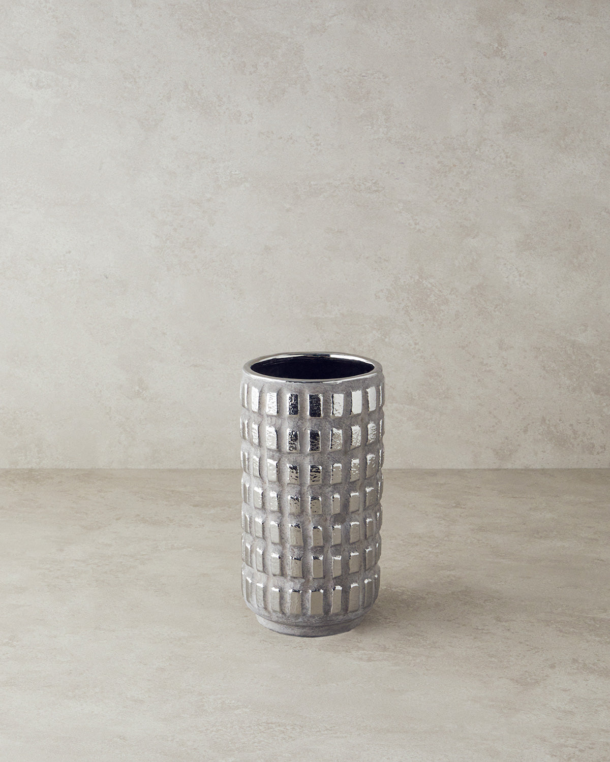 Glossy Stoneware Vase Silver (view 4)