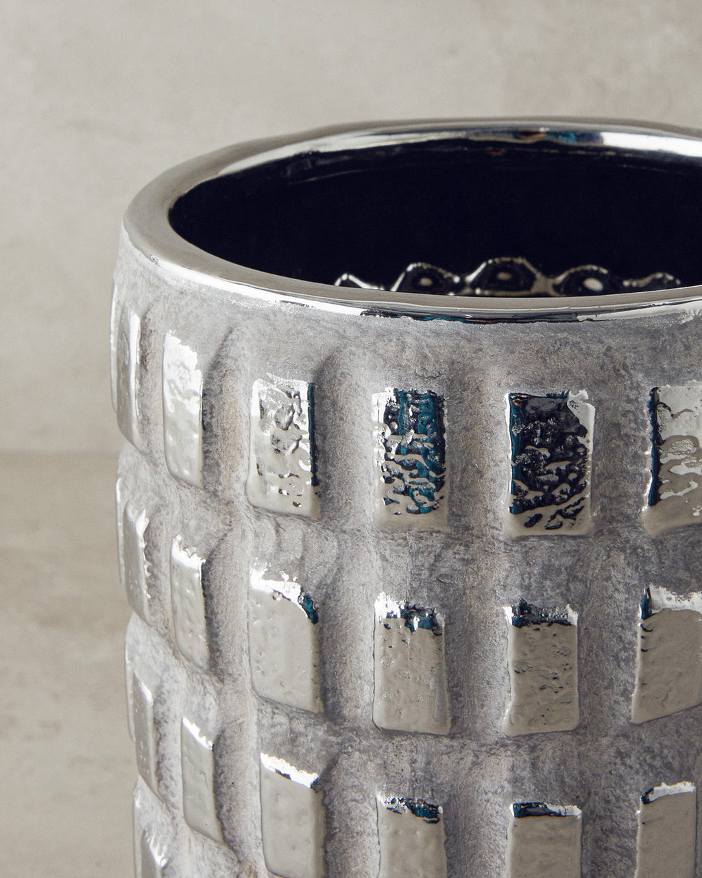 Glossy Stoneware Vase Silver (view 5)