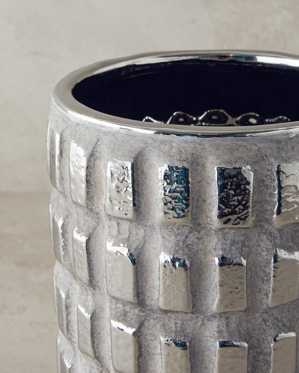 Glossy Stoneware Vase Silver (view 5)